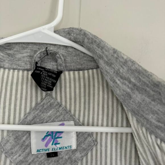 Active Elements vintage y2k 2000s heather gray button up sweater jacket Men's - Picture 5 of 6